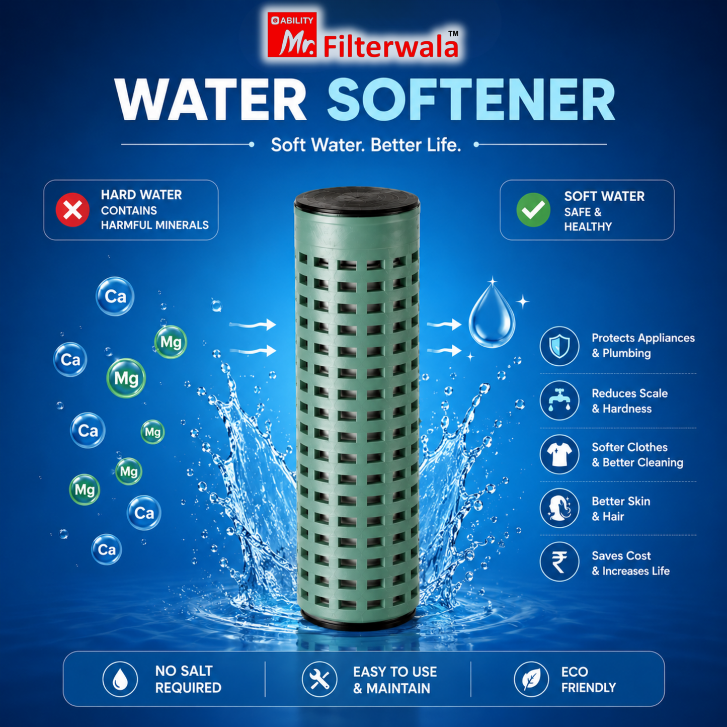 SCALTRIX Water Softener | Salt-Free Hard Water Scale Protection | No Electricity | Easy Installation