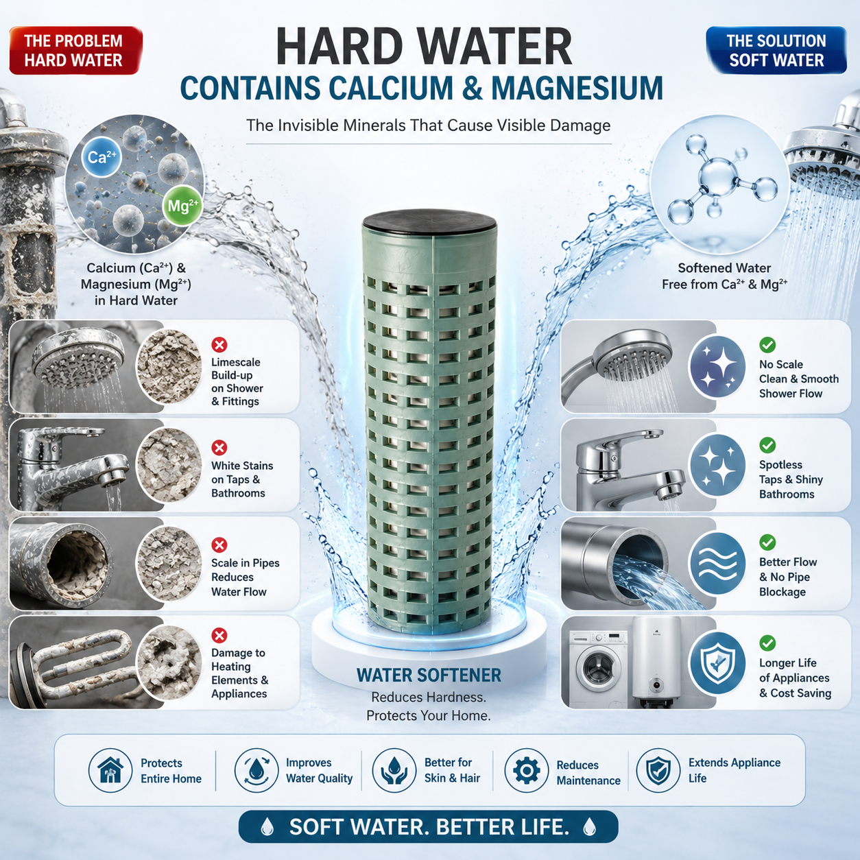 SCALTRIX Water Softener | Salt-Free Hard Water Scale Protection | No Electricity | Easy Installation