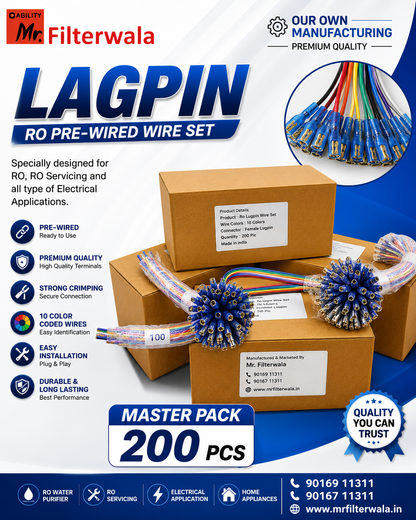 10 Color Pre-Wired Female Lugpin Connector (Packing 200 PCS)